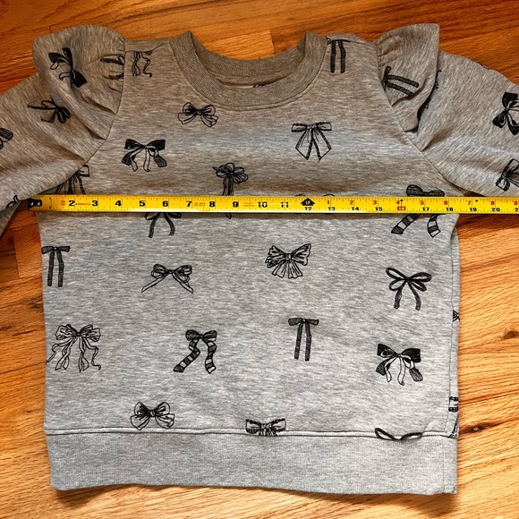 Anthropologie Maeve Embroidered Bow Puff Sleeve Sweatshirt - Picture 5 of 6
